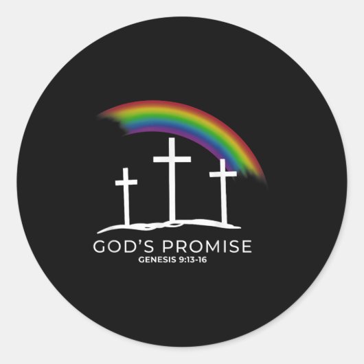 Funny Rainbow Christ Cross - Christian Quote God's Ronde Sticker (Voorkant)