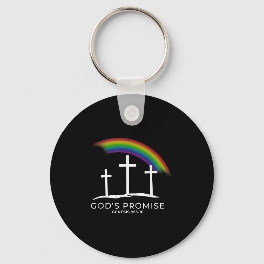 Funny Rainbow Christ Cross - Christian Quote God's Sleutelhanger (Voorkant)