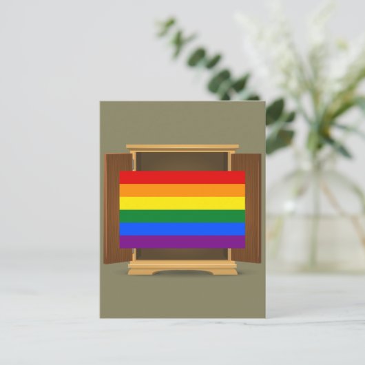 Funny Rainbow Flag LGBT komt uit de kast Briefkaart (Staand voorkant)