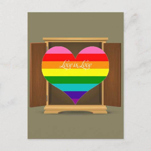 Funny Rainbow Heart LGBT die uit de kast komt Briefkaart (Voorkant)