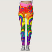 Funny Rainbow Hearts Pattern Cute LGBTQ Gay Pride Leggings (Voorkant)