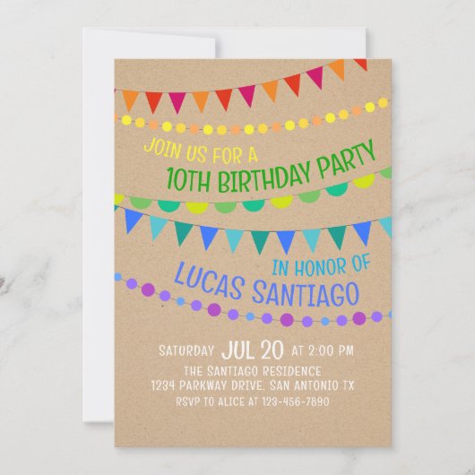 Funny Rainbow Kinderen verjaardagsuitnodiging Kaart (Voorkant)