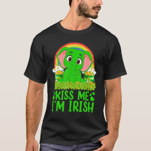Funny Rainbow Kiss Ik ben Ierse olifant St Patric T-shirt