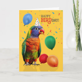 Funny Rainbow Lorikeet Parrot Birthday Kaart
