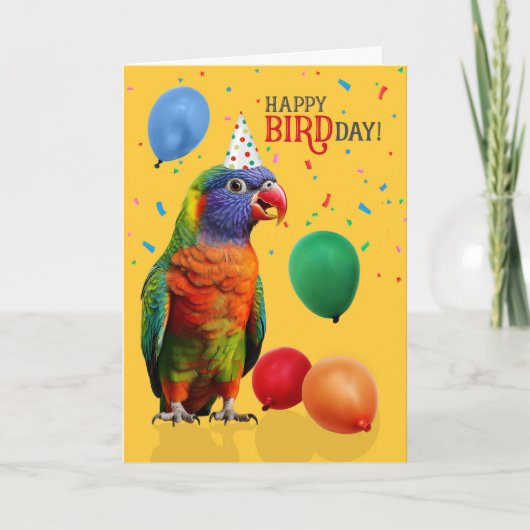 Funny Rainbow Lorikeet Parrot Birthday Kaart (Voorkant)