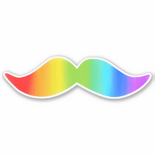 Funny Rainbow Mustache Sticker (Voorkant)