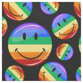 Funny Rainbow Pride Happy Face Stof (Close Up)