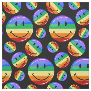Funny Rainbow Pride Happy Face Stof