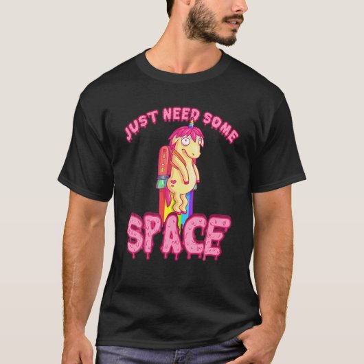 Funny Rainbow Rocket Unicorn T-shirt (Voorkant)