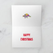Funny Rainbow Stegosaurus Santa Kerstmis Dinosaur Kaart (Binnen)