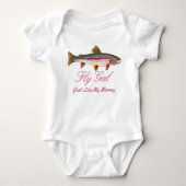 Funny Rainbow Trout vliegt met mammie Romper (Voorkant)