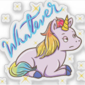 Funny Rainbow Unicorn What Gag Sticker (Voorkant)
