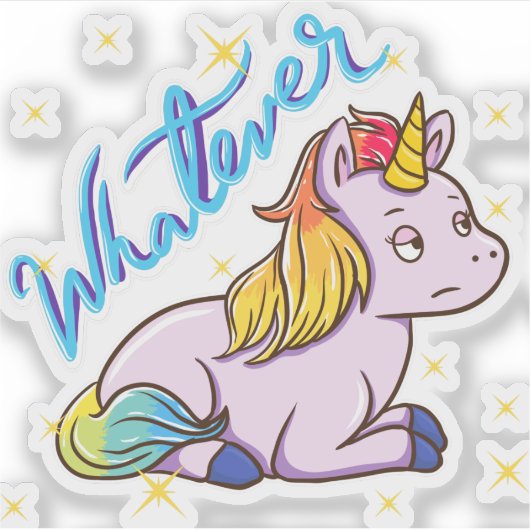 Funny Rainbow Unicorn What Gag Sticker (Voorkant)