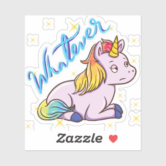 Funny Rainbow Unicorn What Gag Sticker (Vel)