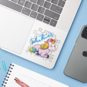 Funny Rainbow Unicorn What Gag Sticker (Laptop met iPhone)