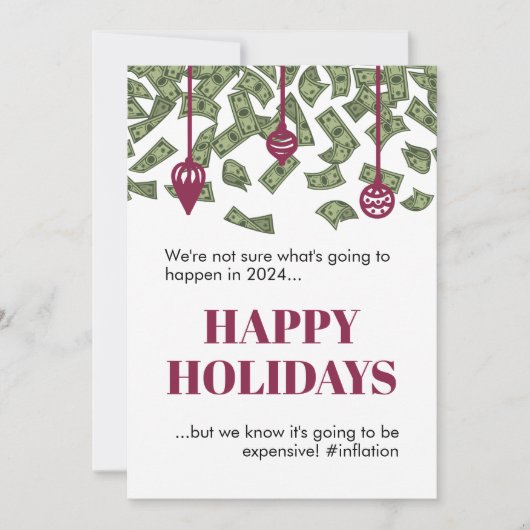 Funny Raining Cash Inflation 2022 kerstkaart Kaart (Voorkant)