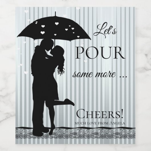 Funny Raining Hearts Love Wine Label Wijn Etiket (Enkel label)