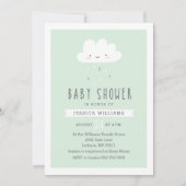 Funny Rainy Cloud Baby shower Invitation in Mint Kaart (Voorkant)