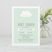 Funny Rainy Cloud Baby shower Invitation in Mint Kaart (Staand voorkant)