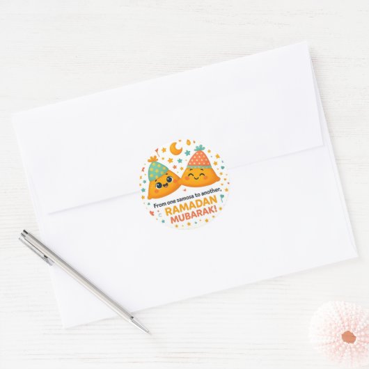 Funny Ramadan Mubarak  Ronde Sticker (Envelop)