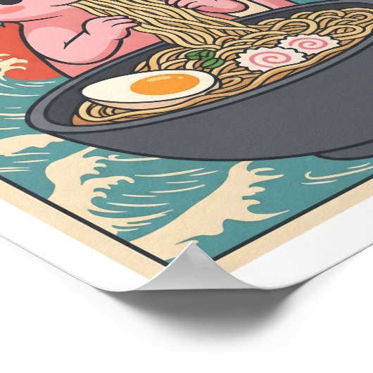 Funny Ramen Axolotl Noodle Lover Cute Creature Poster (Hoek)