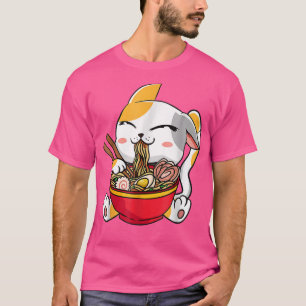 Funny Ramen Cat Anime Kawaii Japan Gift Girls O T-shirt