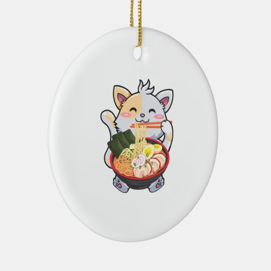Funny Ramen Cat Anime Kawaii Japanner Noodles Love Keramisch Ornament (Rechts)