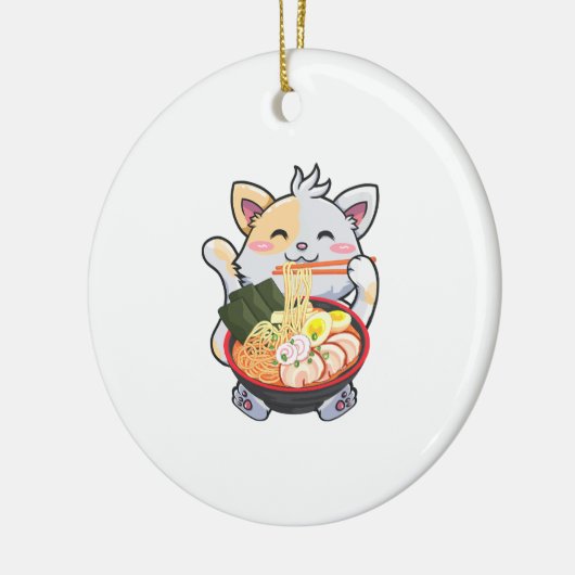 Funny Ramen Cat Anime Kawaii Japanner Noodles Love Keramisch Ornament (Links)