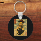Funny Ramen Cat Japanese Anime Ufo Men Women Teens Sleutelhanger (Voorkant)