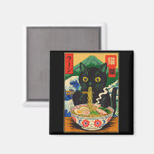 Funny Ramen Cat Japanese Noodle Kitten  Magneet (Voorkant / Achterkant)