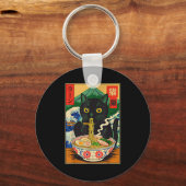 Funny Ramen Cat Japanese Noodle Kitten Sleutelhanger (Voorkant)