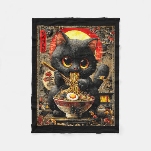 Funny Ramen Cat Noodle Lovers Anime Otaku  Fleece Deken (Voorkant)