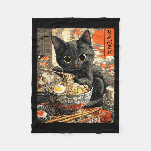 Funny Ramen Cat Noodle Lovers Anime Otaku  Fleece Deken (Voorkant)