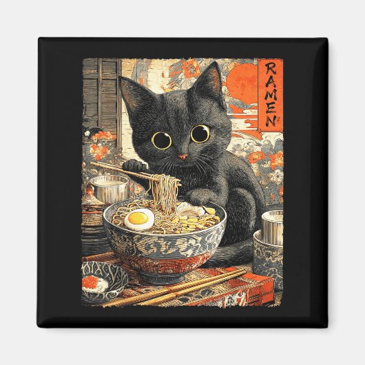 Funny Ramen Cat Noodle Lovers Anime Otaku  Magneet (Voorkant)