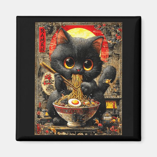 Funny Ramen Cat Noodle Lovers Anime Otaku  Magneet (Voorkant)