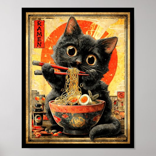 Funny Ramen Cat Noodle Lovers Anime Otaku  Poster (Voorkant)