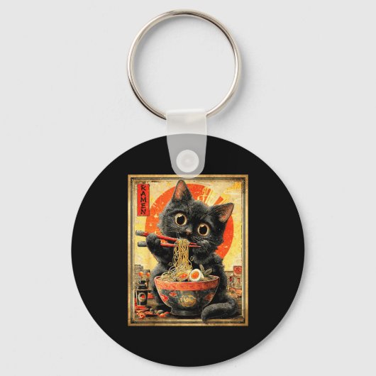 Funny Ramen Cat Noodle Lovers Anime Otaku  Sleutelhanger (Voorkant)
