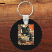Funny Ramen Cat Noodle Lovers Anime Otaku Sleutelhanger (Voorkant)