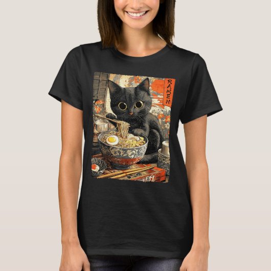 Funny Ramen Cat Noodle Lovers Anime Otaku  T-shirt (Voorkant)