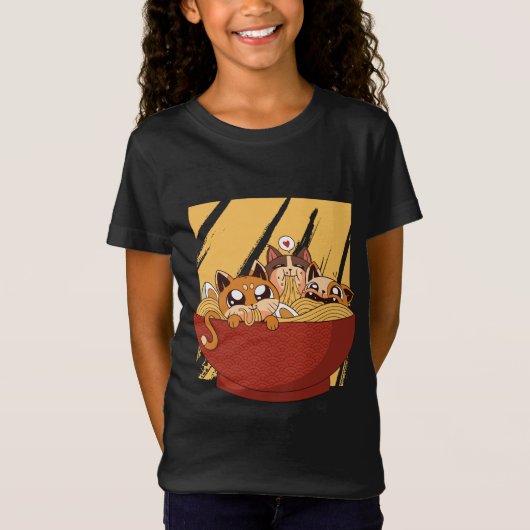 Funny Ramen Kittens T-shirt (Voorkant)