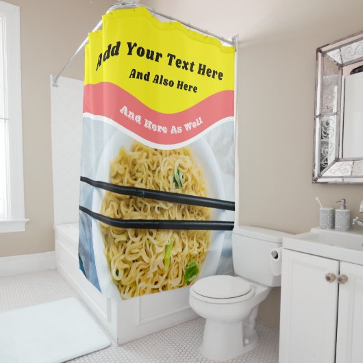 Funny Ramen Noodles Packet Custom Message Douchegordijn (In situ)