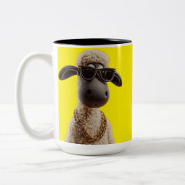 Funny Rapper Sheep Mug – Cute Pet Lover Gift Cup Tweekleurige Koffiemok