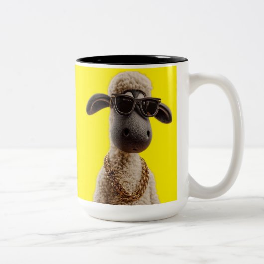 Funny Rapper Sheep Mug – Cute Pet Lover Gift Cup Tweekleurige Koffiemok (Rechts)