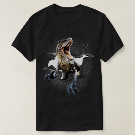 Funny Raptor Dinosaur Poking Head, in de kraak muu T-shirt (Design voorkant)