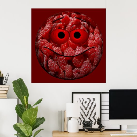 Funny Raspberry Emoticon Poster (Thuiskantoor)