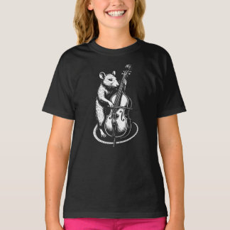 Funny rat is playing the double bass t-shirt