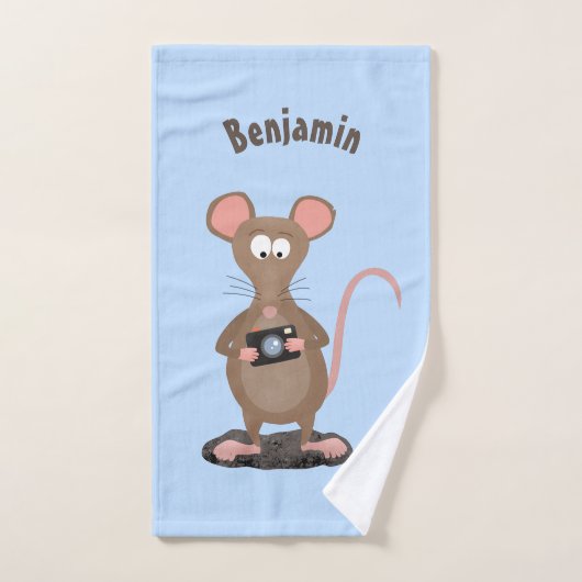 Funny rat met camera-cartoon illustratie bad handdoek (Handdoek)