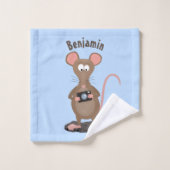 Funny rat met camera-cartoon illustratie bad handdoek (Wasdoekje)
