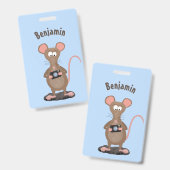 Funny rat met camera-cartoon illustratie badge (Voor- en achterkant)