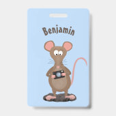 Funny rat met camera-cartoon illustratie badge (Achterkant)